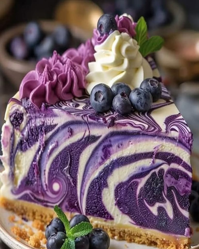 Elegant Marbled White Chocolate Blueberry Cheesecake for Any Occasion